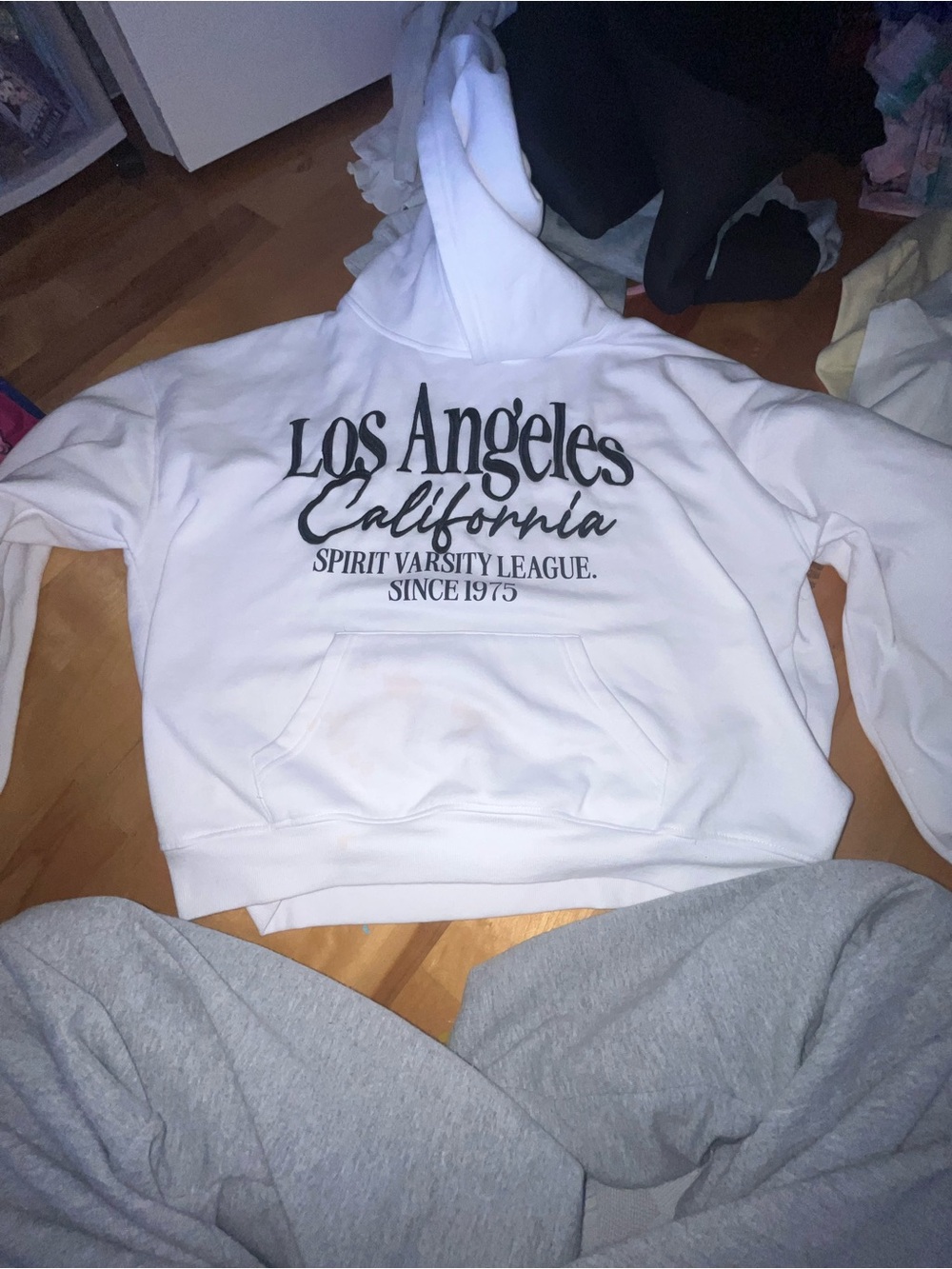 Urban Planet White Los Angeles California Hoodie with Black Lettering